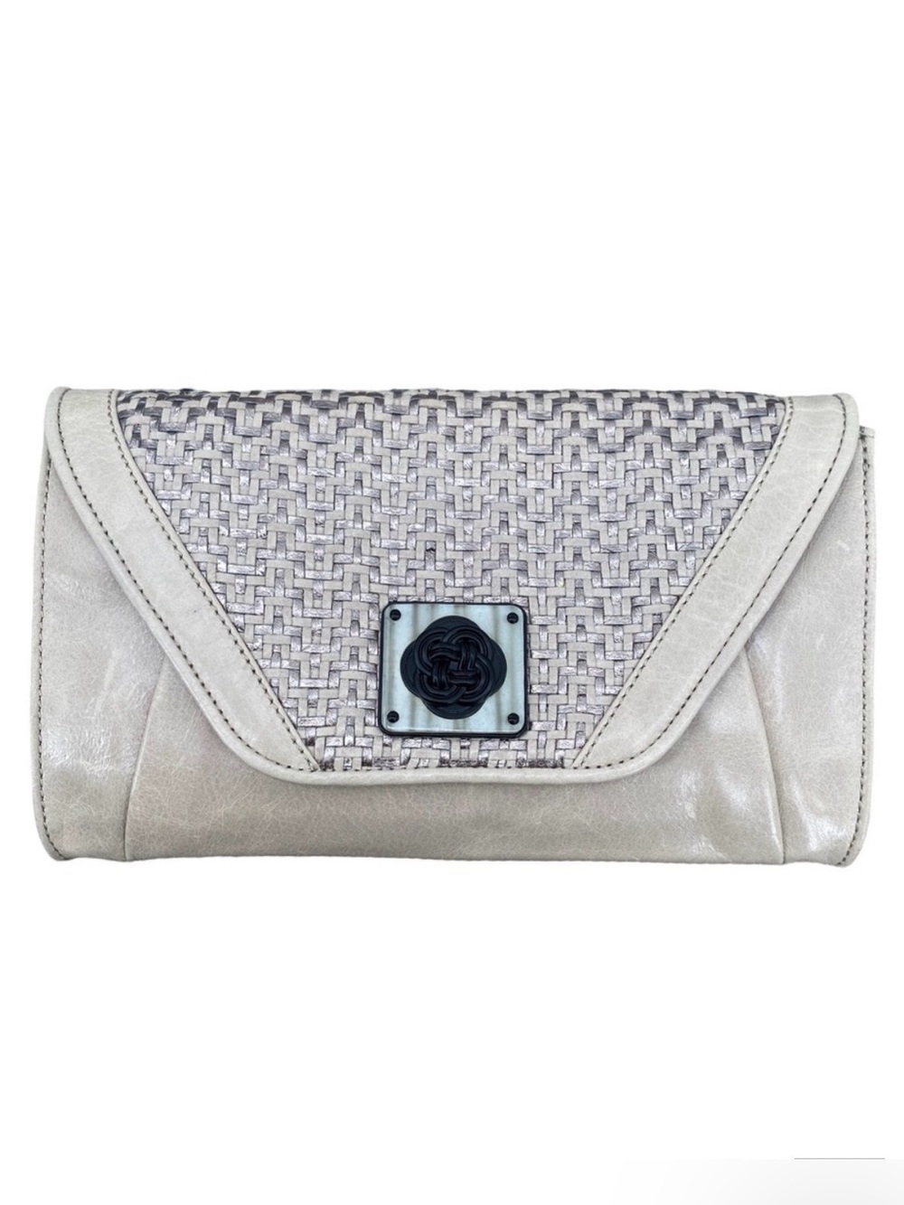 Elliott Lucca Clutch Handbag Purse Bone Black Like New